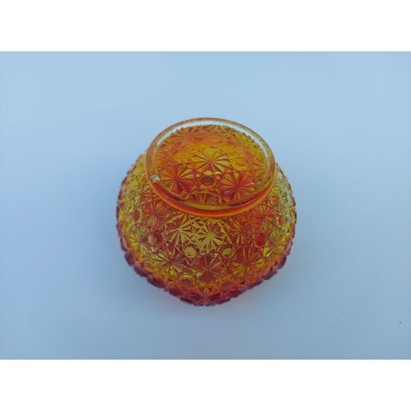 L E Smith Glass Amberina Daisy & Button Crimped Rose Bowl Vase - Picture 6 of 6